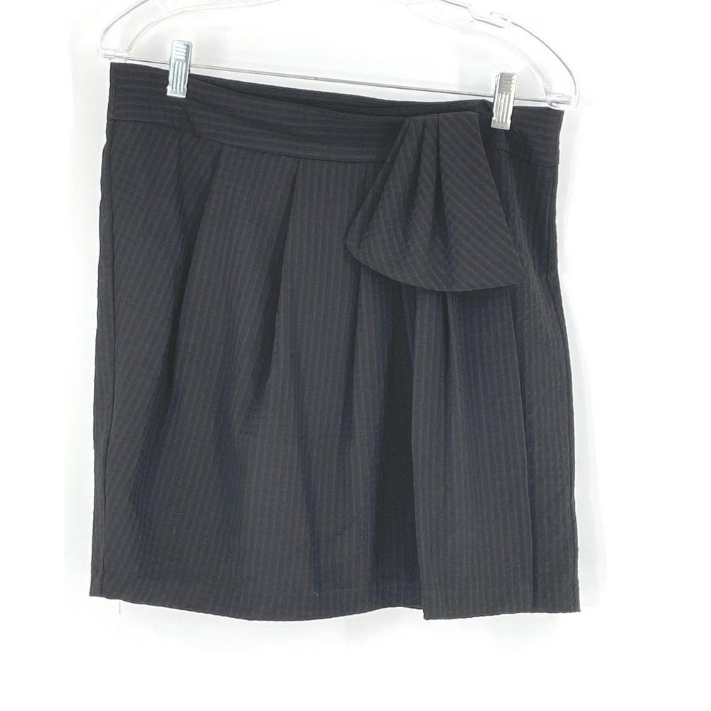 Gap Black Seersucker Side Bow Pleated Mini Skirt Size 8